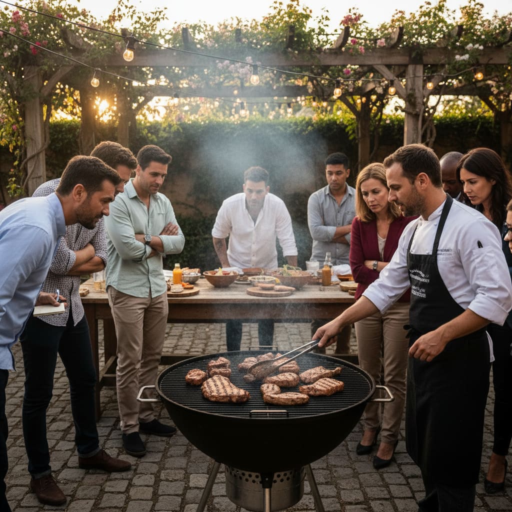 Grillchef führt Workshop